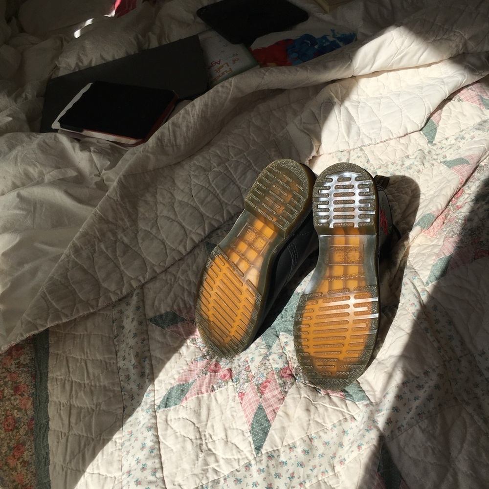 Dr. Martens Black Lace-Up Combat Boots with Red Rose Embroidery - Picture 4 of 7